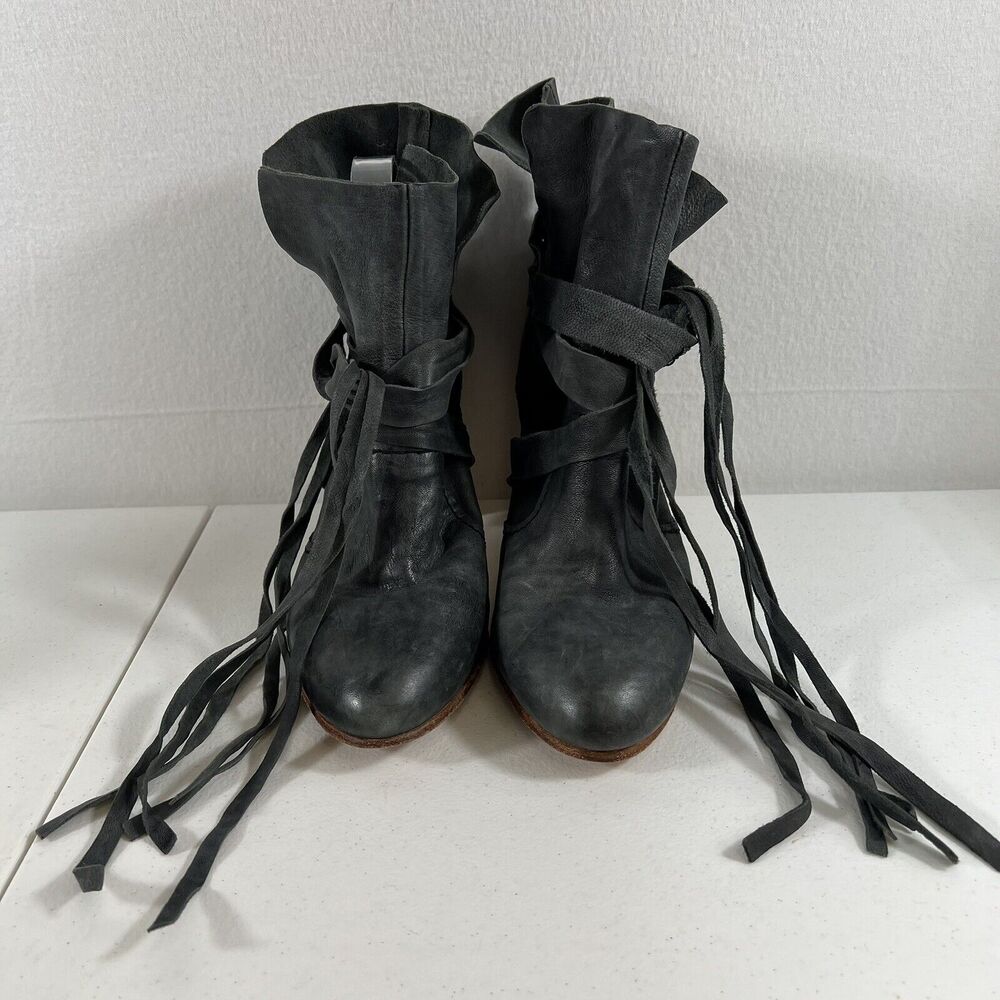 Free People Size 39 US 9 Seven Wonders Leather Ankle Boots Women’s Gray Buttery - Picture 6 of 13